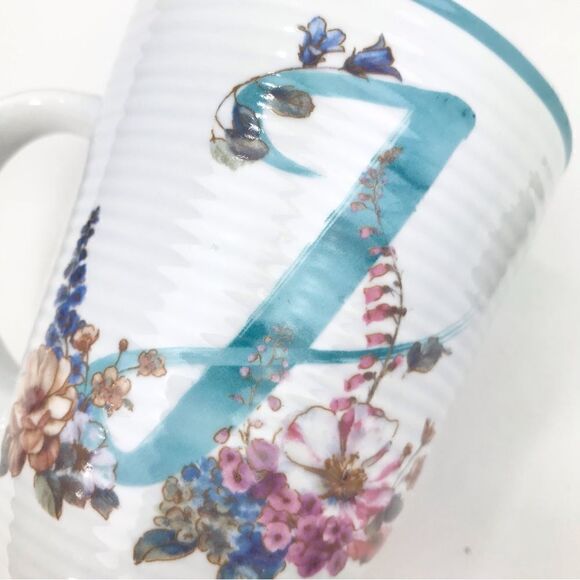 Lisa Audit Monogram Letter “J” Ribbed Floral Initial Word Mug - Picture 4 of 13